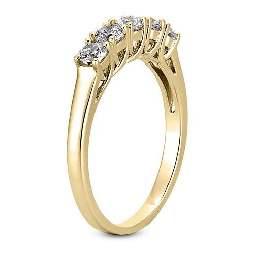 14K Yellow gold 2mm prong set women's 0.50 carats diamond wedding band. - DELLAFORA