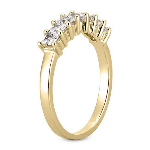 14K Yellow gold 2mm prong set women's 0.70 carats diamond wedding band. - DELLAFORA