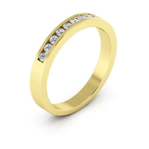 14K Yellow gold 3mm channel set women's 0.22 carats diamond wedding band. - DELLAFORA