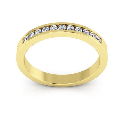 14K Yellow gold 3mm channel set women's 0.22 carats diamond wedding band. - DELLAFORA