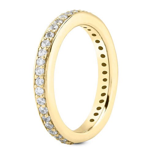 14K Yellow gold 3mm eternity women's 0.37 carats diamond wedding band. - DELLAFORA