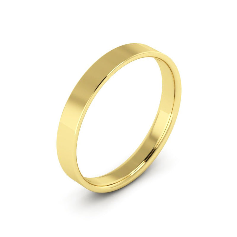 14K Yellow Gold 3mm extra light flat comfort fit wedding bands - DELLAFORA