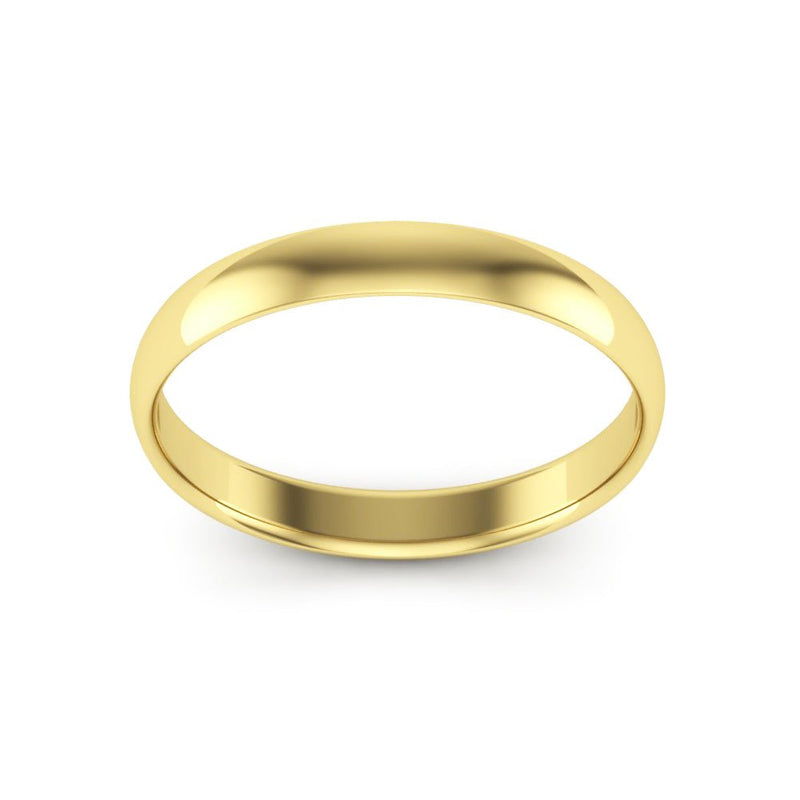 14K Yellow Gold 3mm extra light half round comfort fit wedding bands - DELLAFORA