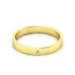 14K Yellow Gold 3mm flat diamond wedding band - DELLAFORA
