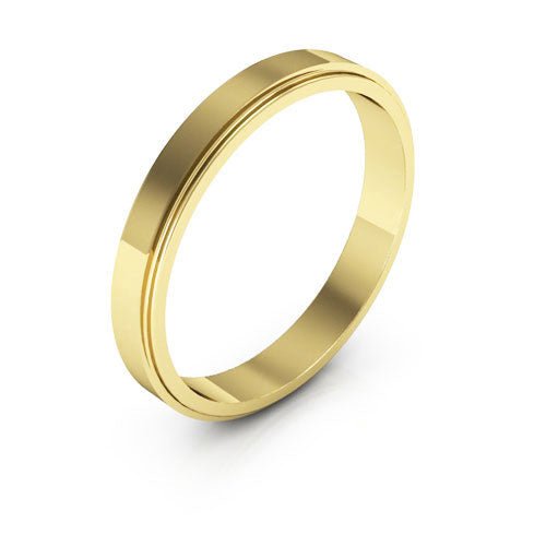 14K Yellow Gold 3mm flat edge design wedding band - DELLAFORA