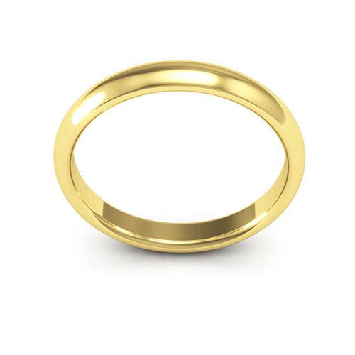 14K Yellow Gold 3mm half round comfort fit wedding band - DELLAFORA