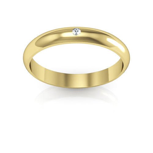 14K Yellow Gold 3mm half round diamond wedding band - DELLAFORA