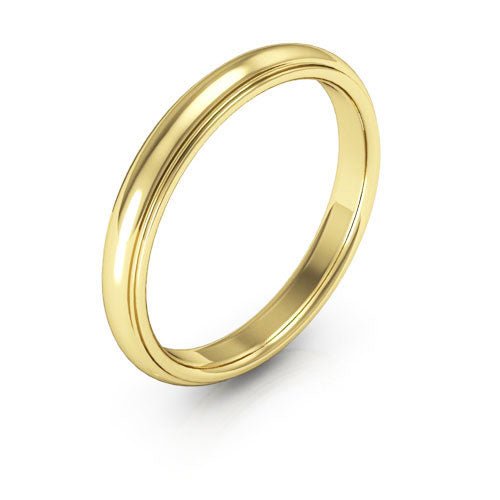 14K Yellow Gold 3mm half round edge design comfort fit wedding band - DELLAFORA