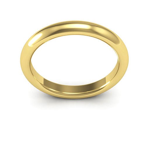 14K Yellow Gold 3mm heavy weight half round comfort fit wedding band - DELLAFORA