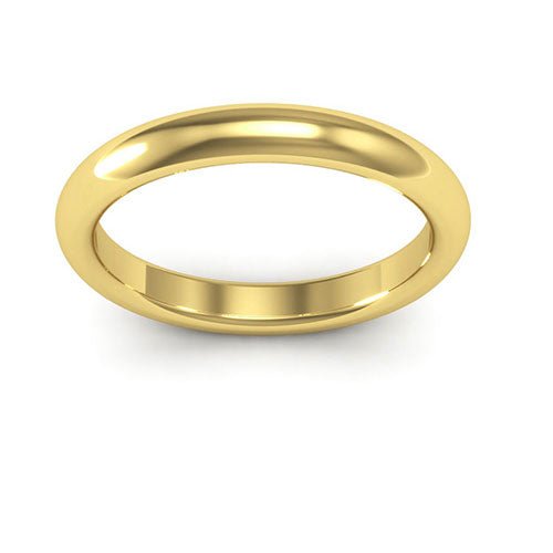 14K Yellow Gold 3mm heavy weight half round comfort fit wedding band - DELLAFORA