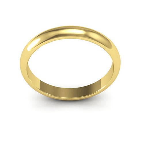 14K Yellow Gold 3mm heavy weight half round wedding band - DELLAFORA