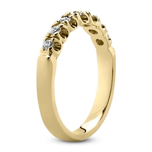 14K Yellow gold 3mm prong set 0.21 carats diamond wedding band. - DELLAFORA