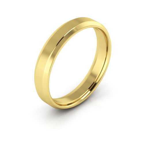 14K Yellow Gold 4mm beveled edge comfort fit wedding band - DELLAFORA