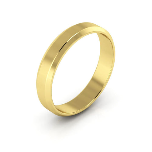 14K Yellow Gold 4mm beveled edge wedding band - DELLAFORA