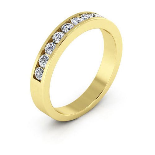 14K Yellow gold 4mm channel set women's 0.55 carat diamond wedding band. - DELLAFORA