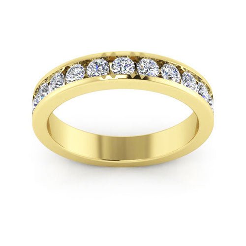 14K Yellow gold 4mm channel set women's 0.77 carats diamond wedding band. - DELLAFORA