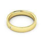 14K Yellow Gold 4mm flat comfort fit diamond wedding band - DELLAFORA