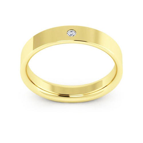 14K Yellow Gold 4mm flat comfort fit diamond wedding band - DELLAFORA