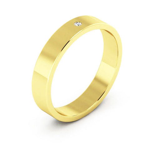 14K Yellow Gold 4mm flat diamond wedding band - DELLAFORA
