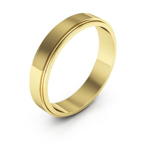 14K Yellow Gold 4mm flat edge design wedding band - DELLAFORA