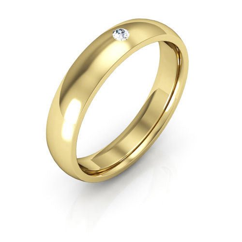 14K Yellow Gold 4mm half round comfort fit diamond wedding band - DELLAFORA