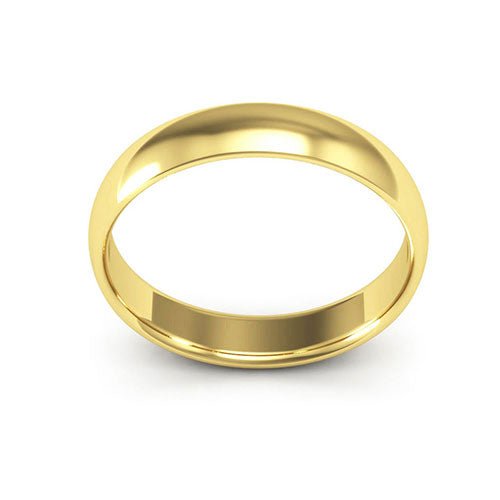 14K Yellow Gold 4mm half round comfort fit wedding band - DELLAFORA