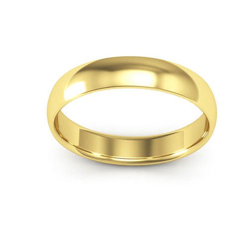 14K Yellow Gold 4mm half round comfort fit wedding band - DELLAFORA