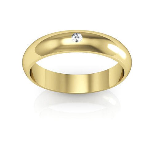 14K Yellow Gold 4mm half round diamond wedding band - DELLAFORA