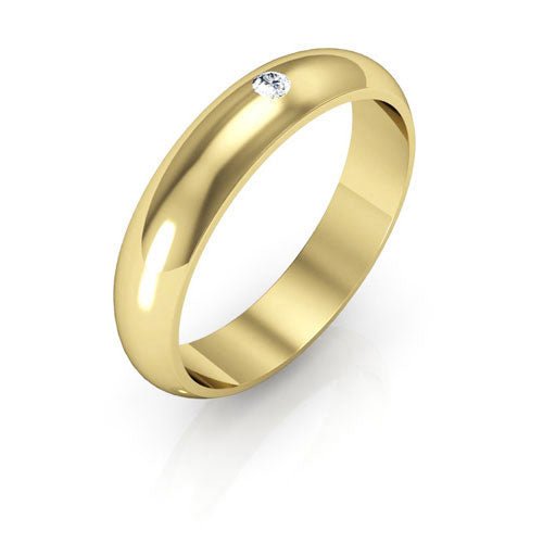 14K Yellow Gold 4mm half round diamond wedding band - DELLAFORA