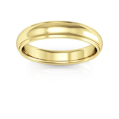 14K Yellow Gold 4mm half round edge design comfort fit wedding band - DELLAFORA