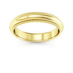 14K Yellow Gold 4mm milgrain comfort fit wedding band - DELLAFORA