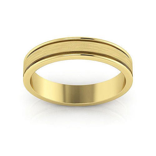 14K Yellow Gold 4mm raised edge design brushed center wedding band - DELLAFORA