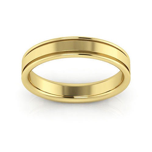14K Yellow Gold 4mm raised edge design comfort fit wedding band - DELLAFORA