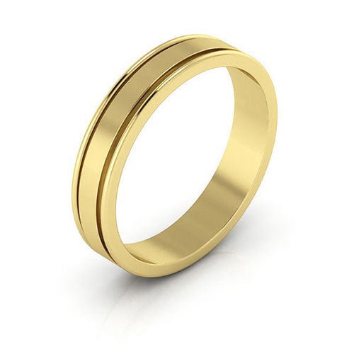14K Yellow Gold 4mm raised edge design wedding band - DELLAFORA