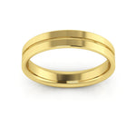 14K Yellow Gold 4mm rigged flat comfort fit wedding band - DELLAFORA