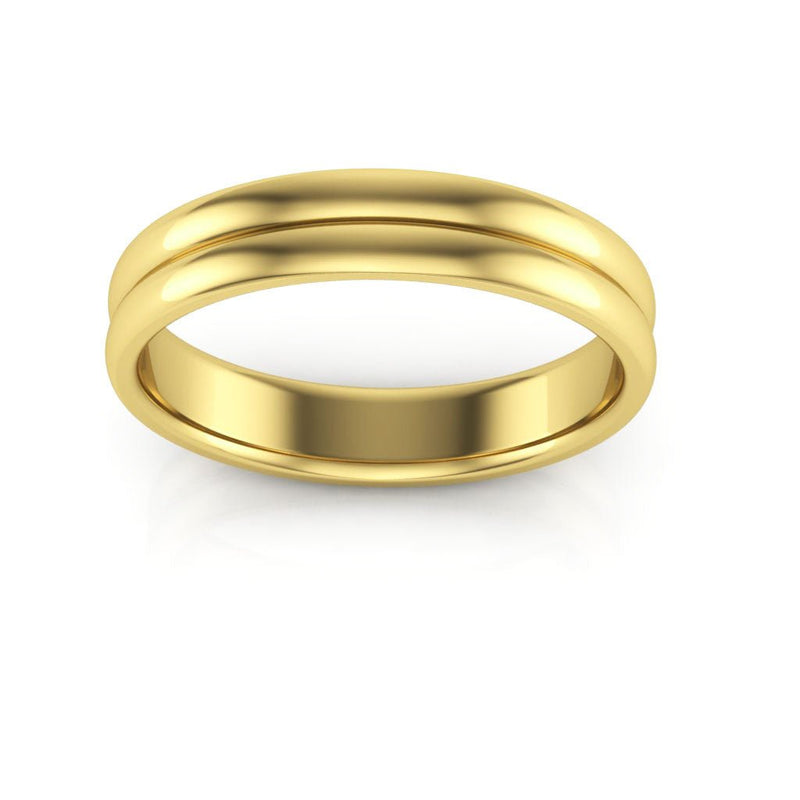 14K Yellow Gold 4mm rigged half round comfort fit wedding band - DELLAFORA