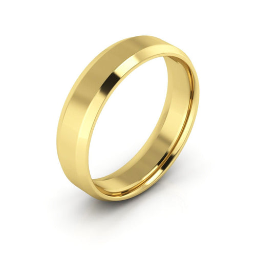 14K Yellow Gold 5mm beveled edge comfort fit wedding band - DELLAFORA