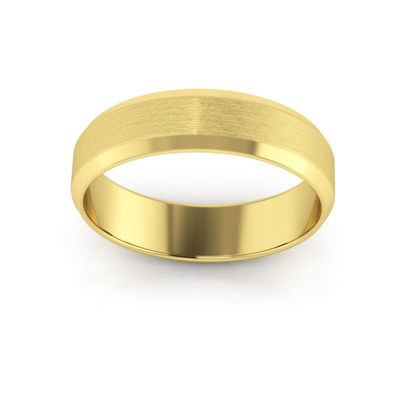 14K Yellow Gold 5mm beveled edge satin center wedding band - DELLAFORA