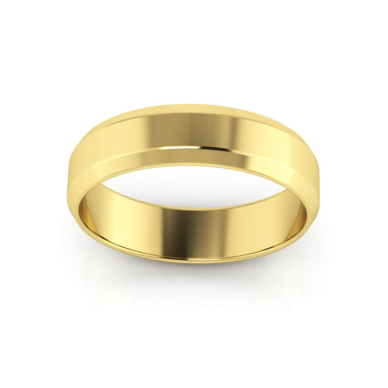 14K Yellow Gold 5mm beveled edge wedding band - DELLAFORA