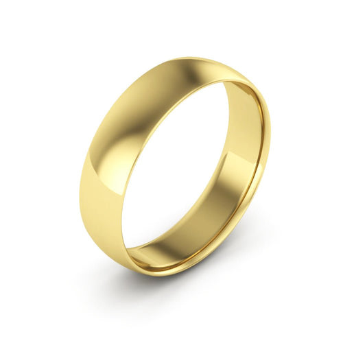 14K Yellow Gold 5mm extra light half round comfort fit wedding bands - DELLAFORA