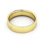 14K Yellow Gold 5mm flat comfort fit diamond wedding band - DELLAFORA