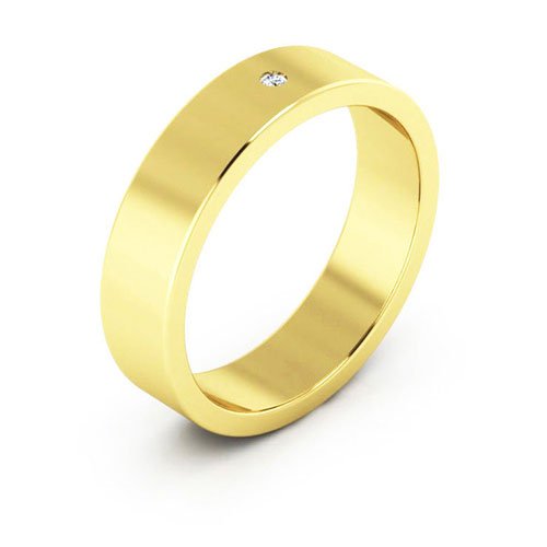 14K Yellow Gold 5mm flat diamond wedding band - DELLAFORA