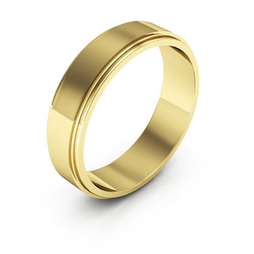 14K Yellow Gold 5mm flat edge design wedding band - DELLAFORA