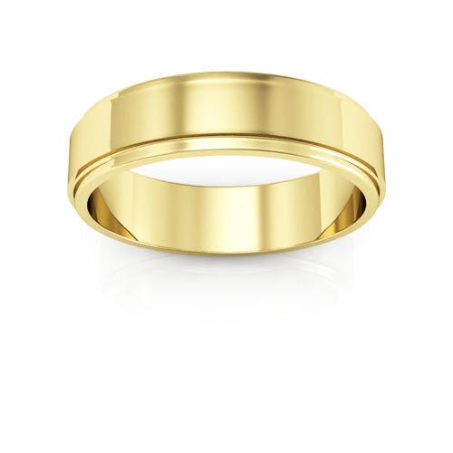 14K Yellow Gold 5mm flat edge design wedding band - DELLAFORA