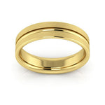 14K Yellow Gold 5mm grooved design brushed comfort fit wedding band - DELLAFORA
