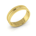 14K Yellow Gold 5mm grooved design brushed wedding band - DELLAFORA