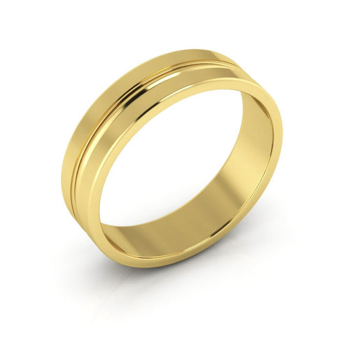14K Yellow Gold 5mm grooved design wedding band - DELLAFORA