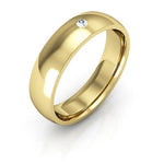 14K Yellow Gold 5mm half round comfort fit diamond wedding band - DELLAFORA