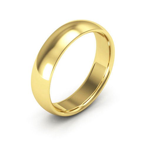 14K Yellow Gold 5mm half round comfort fit wedding band - DELLAFORA