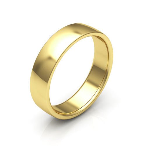 14K Yellow Gold 5mm low dome comfort fit wedding band - DELLAFORA